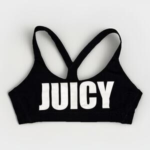 Juicy Couture Spelled Out SIZE S Black Sports Racerback Cross Back Gym Workout